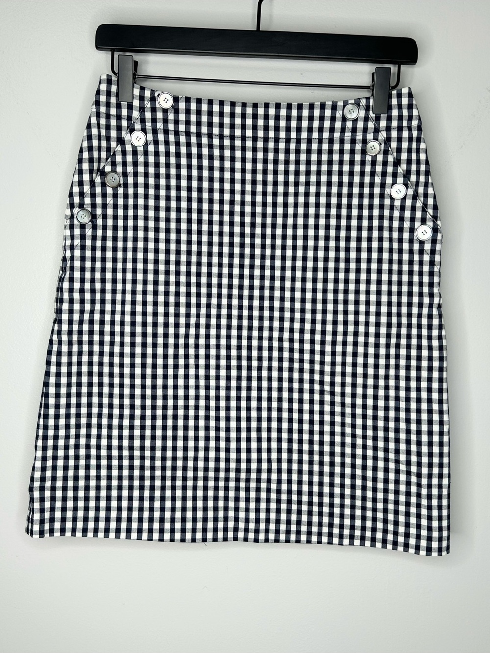 J. McLaughlin Blue White Gingham Pencil Skirt Size 0